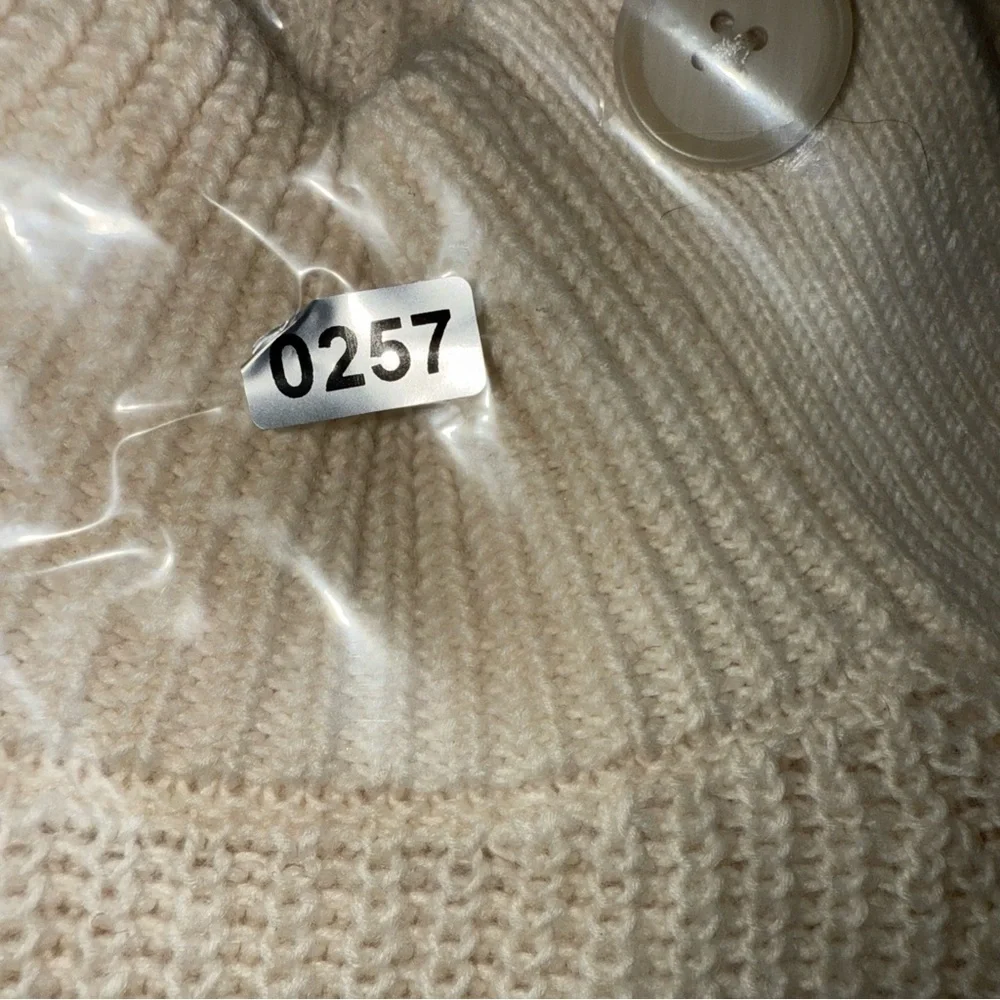 LOFT Cream Button-Accent Turtleneck Sweater‎